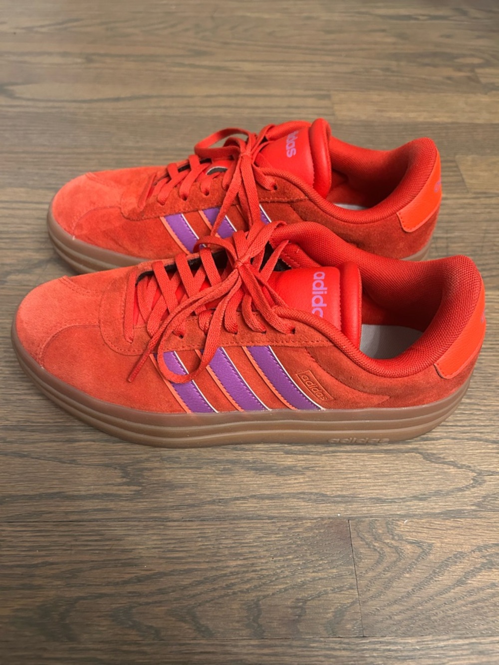 Adidas VL Court 3.0 Bold Platform Sneakers Red / Pink / Gum Women’s - Picture 10 of 14